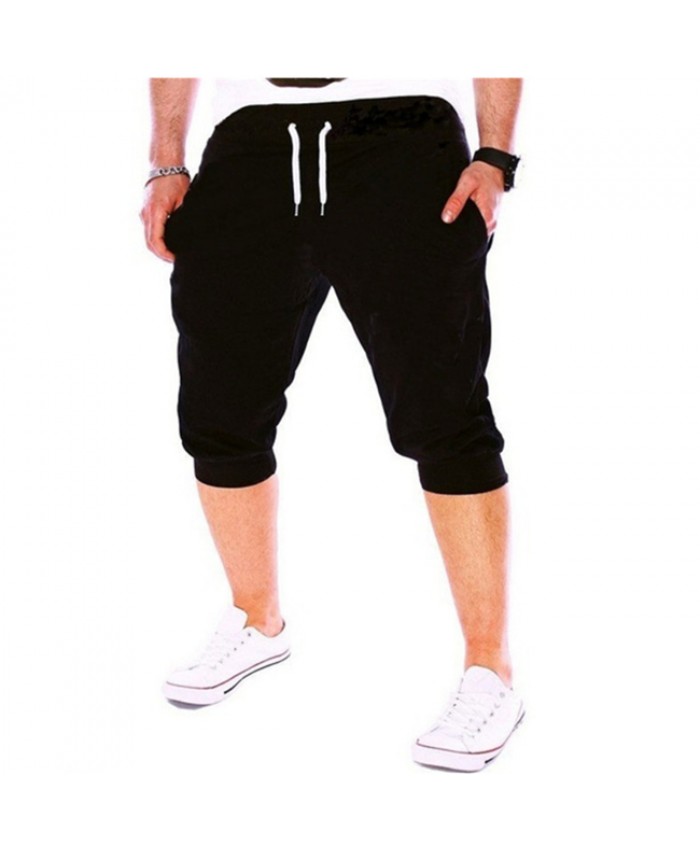 M-3XL Men Simple Solid Color Drawstring Waist Jogging Sweatpants