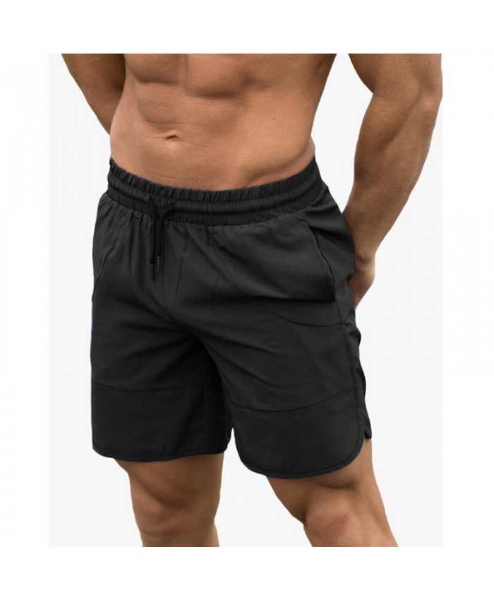 Men Basic Mid Waist Drawstring Solid Color Shorts