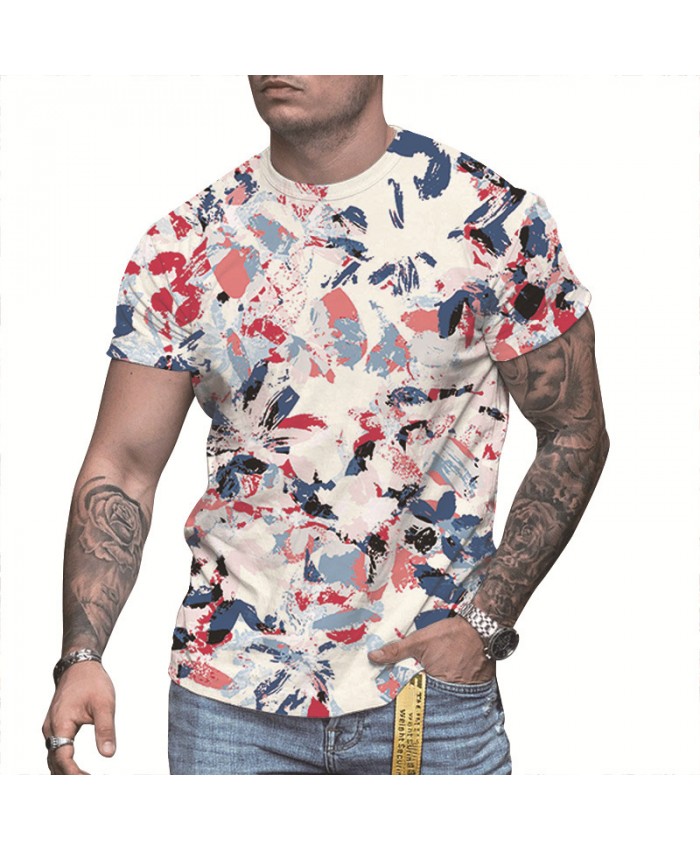 Men Fashion Round Neck Short Sleeve 3d Digital Printing T-Shirt