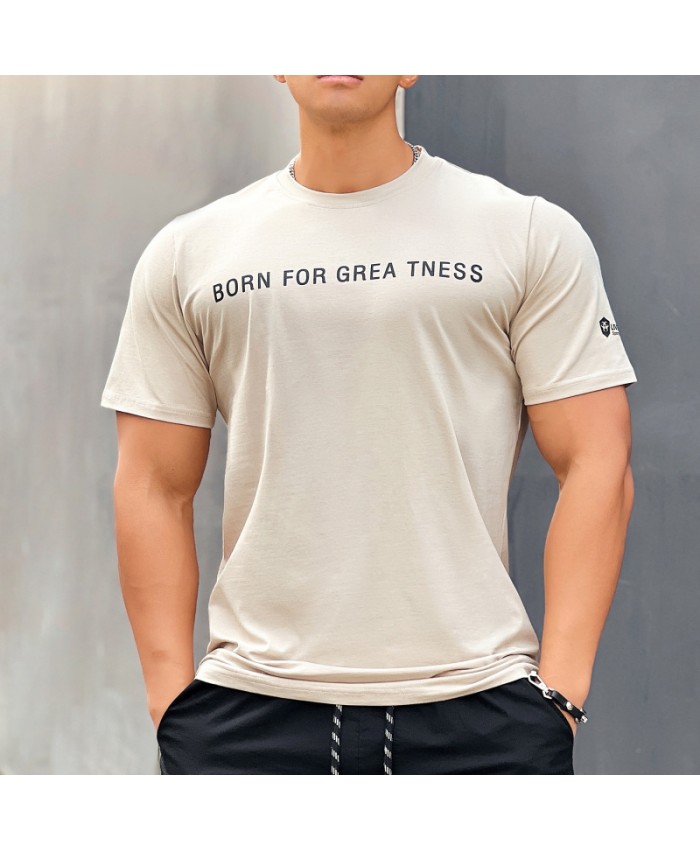 Men'S Casual Letter Print Elastic Sports Cotton Short-Sleeved T-Shirt