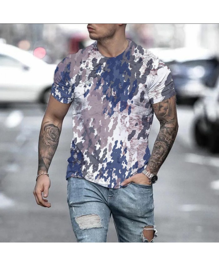 Men Casual Round Neck Loose Camouflage Print Short-Sleeved Quick-Drying T-Shirt