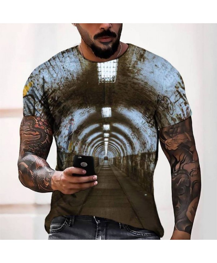 Men Casual 3d Digital Printing Large Size Loose Short-Sleeved T-Shirt