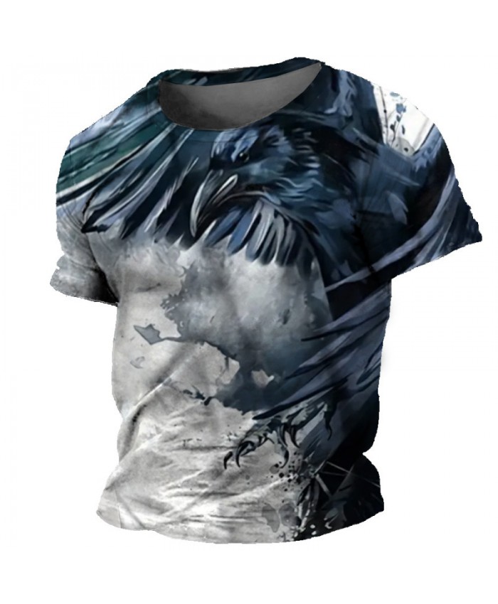 Men Fashion Casual 3D Print Plus Size Short Sleeve Round Neck T-Shirt