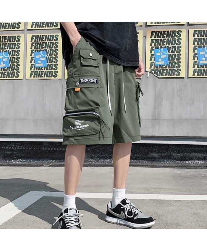 Men Fashion Casual Letter Print Loose Cargo Shorts