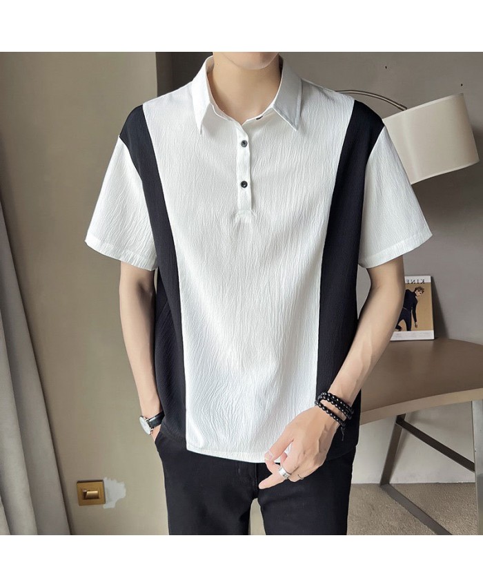 Men Fashion Casual Color Matching Short Sleeve Lapel POLO Shirt