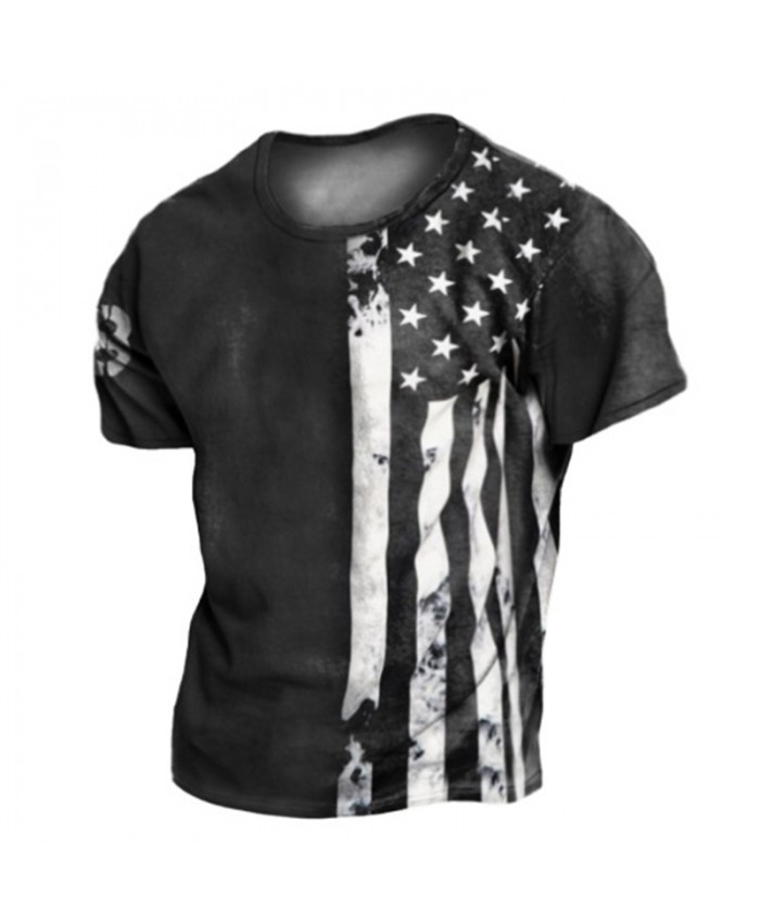 Men Casual Digital Printed Short-Sleeved T-Shirt