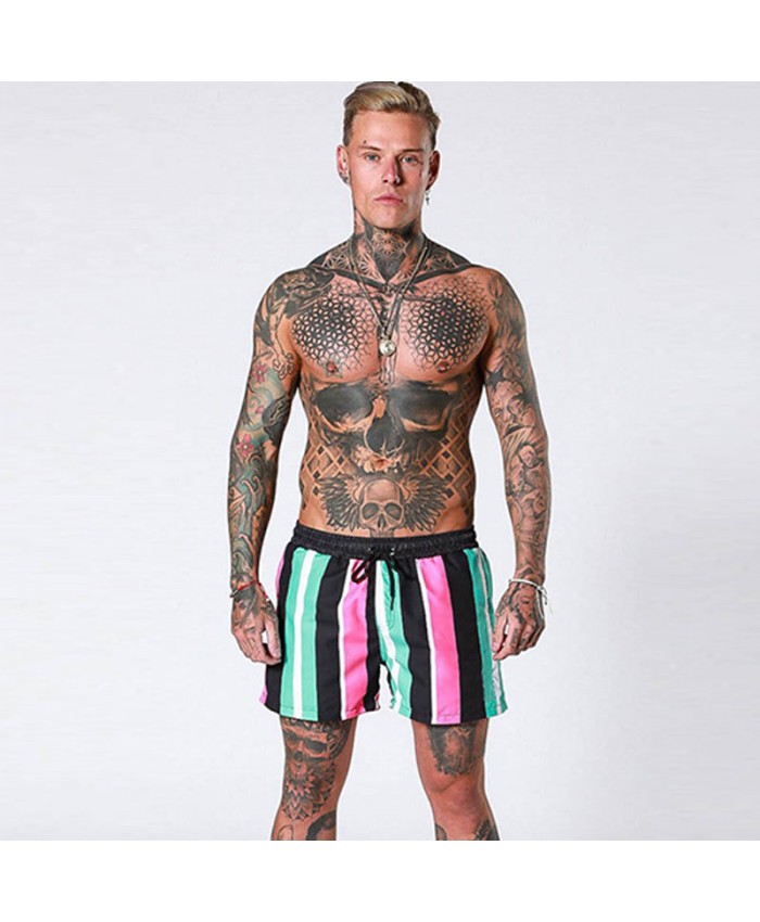 M-3XL Men Fashion Contrast Color Stripe Drawstring Sports Shorts